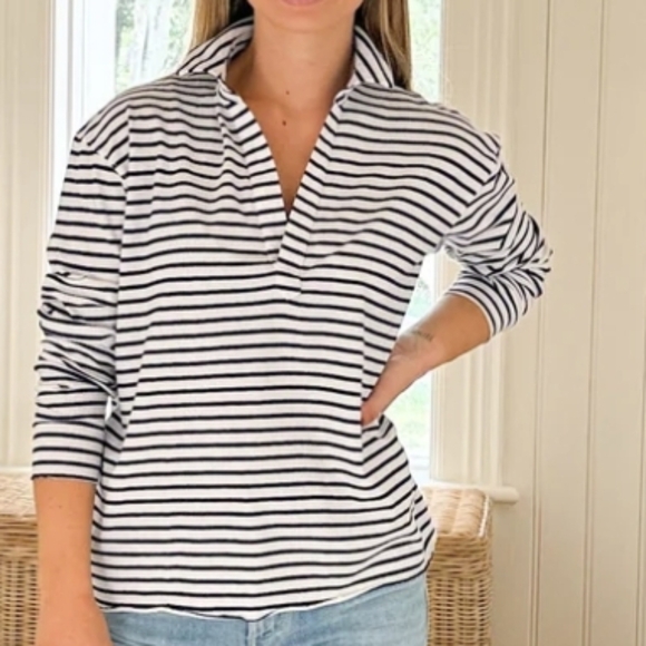FRANK & EILEEN patrick Popover XL nautical Stripe Long Sleeve Top - Picture 2 of 9